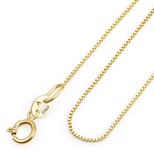 Collier en or jaune 9 carats maille vénitienne anti-torsion Amberta Allure 36 cm