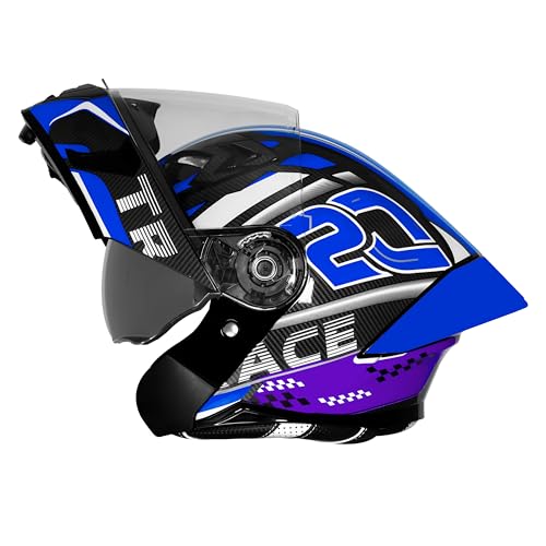 Image of Steelbird SBA-20 Trace ISI Certified Flip-Up Graphic Helmet for Men and Women with Inner Silver Sunshiled
