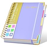 Hardcover Spiral Notebooks for Work, 5 Subject Notebook College Ruled with Dividers Tabs, Lined Organizer Notebook Journal for women, 8