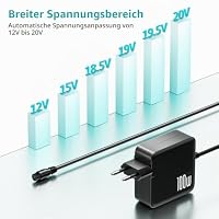 Basicvolt 100W 90W Universal Netzteil Laptop Ladekabel für Lenovo HP Asus Acer Dell Samsung Sony Toshiba Laptop Ladegerät mit 18 DC Stecker, 12V-20V 5A Max, Kein USB C – Ansicht 2