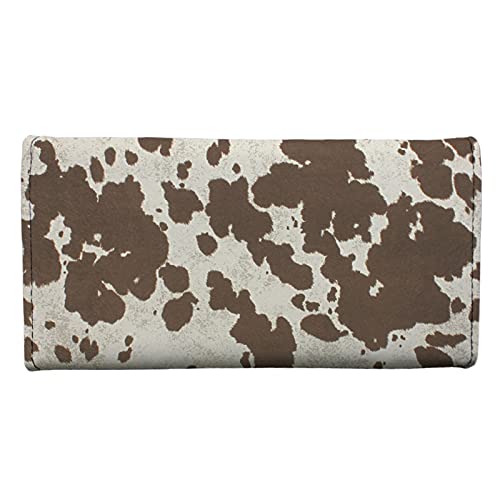 Binienty Animal Brown Cow Print Pu Leather Slim Wallets For Women Girls, Trifold Purse Card Holder Clutch Wallet #TOP1