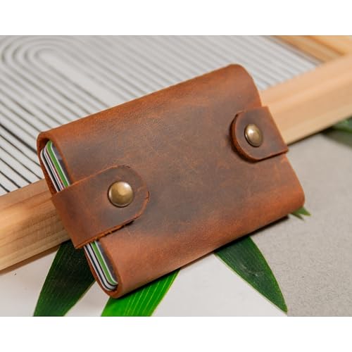 Image of Genuine Leather Card Holder Wallet for Men & Women | Slim Pocket Size Card Holder with Cash Slot | Debit Credit Visiting Card Organizer for Daily Use (Style 9)