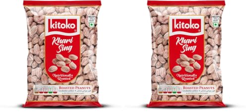Image of KITOKO Foods Roasted Salted Vacuum Packed Peanuts (360Gm), Healthy Khari Sing With Skin, Organic & Gluten-Free Namkeen Snacks Mungfali Singdana, Rich In Fibre & Protein Fresh Groundnuts (360Gm)