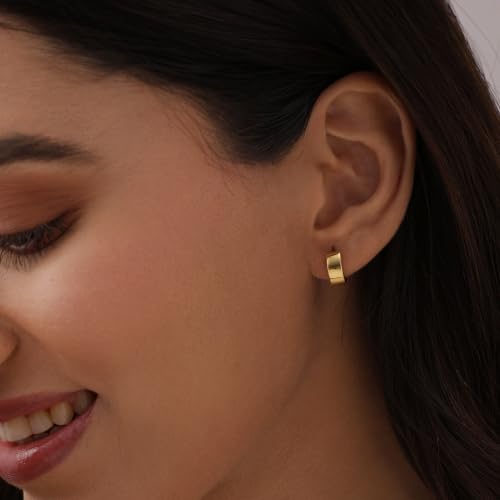 Image of TRUESILVER ACPL 925 Sterling Silver Hoop Earrings | Huggie Hoop Earrings for Women & Men | Classic Everyday Unisex Fashion Jewelry