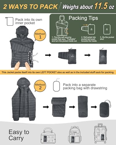 Image of Outdoor Ventures Women's Packable Lightweight Full-Zip Puffer Jacket with Hood Quilted Winter Coat
