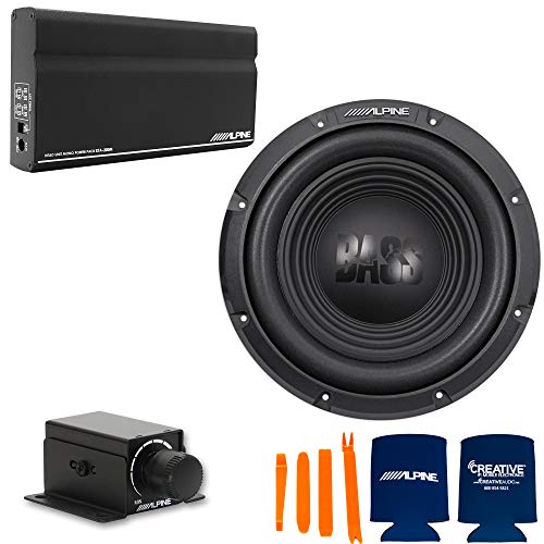 Alpine KTA-200M Mono Power Pack Amp W10S4 10 Subwoofer and Bass Knob