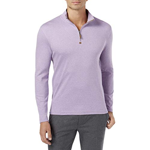 Tasso Elba Mens Heathered Cotton 1/4 Zip Pullover