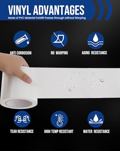 Image of Lichamp 3 Rolls Vinyl Tape, Premium Safety Marking and Traffic Floor Marking Tape, Bundling, Social Distancing, 4 Inch x 36 Yards per Roll, 108 Total Yards, White