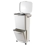 KITCHEN MOVE Poubelle de Tri Sélectif pour Recyclage 45L VALORIS à Pédale avec Roulettes et Poignée - Double Compartiment 30L + 15L
