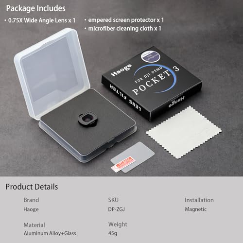 Haoge Pocket 3 - Lente gran angular magnética de 0.75X para lente de cámara DJI Osmo Pocket 3, campo de visión expandido de 108°, revestimiento antirreflectante de doble cara - imagen 4
