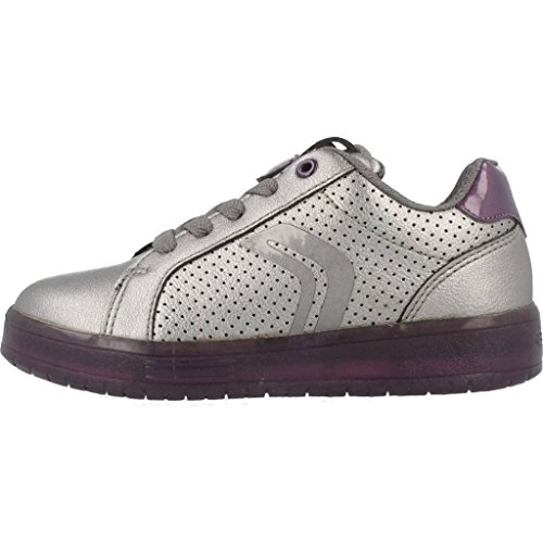 Geox J Kommodor Girl A - Zapatillas Niñas, Plateado (Dk Silver/prune), 34 EU, Par