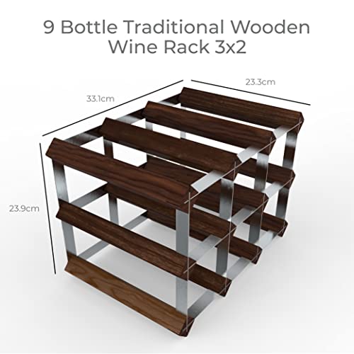 Rta - Freestanding Wine Rack, For Floors And Countertops, Made From Premium Quality Fsc Pine, Fully Assembled, For Wine And Champagne, Made In The Uk (9 Bottles) (Dark Pine) #TOP5