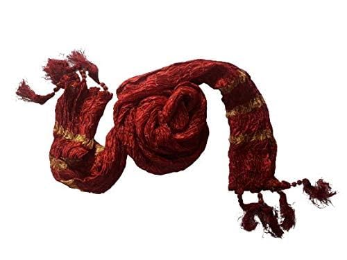 Crush Silk Stole in Maroon Color for Men with Golden Stripes, 250 x 20 cm-image-40