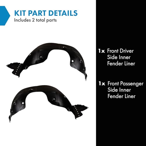 Image of TRQ Front Driver and Passenger Side Inner Fender Liner Set Compatible with 2017-2018 Hyundai Santa Fe Sport
