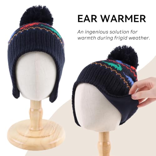 Zsedrut Toddler Baby Beanie Boys Girls Warm Hat Winter Kids Beanies with Fleece Lining2