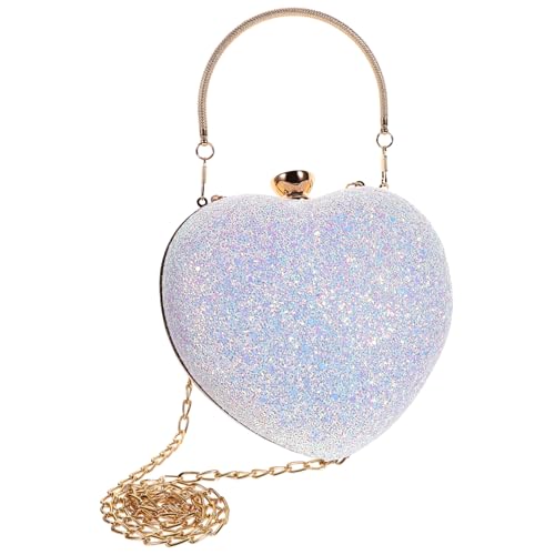 Pochette de soirée paillettes cœur sac bandoulière chaîne femme