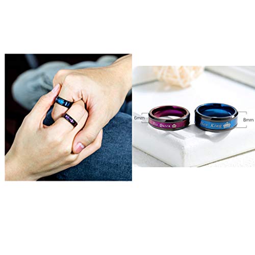 Her King His Queen Wedding Bands for Men Women, Stainless Steel His and Hers Couples Matching Anniversary Engagement Promise Rings4