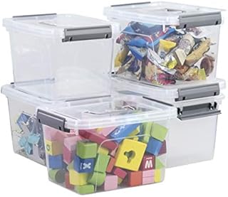 Kiddream Set of 6 Plastic Boxes with Lids, 5.5 Liter Plastic Storage Containers