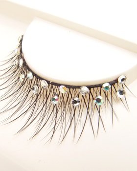 2 Line Crisscross Eyelashes w Swarovski rhinestones 2L392 Black