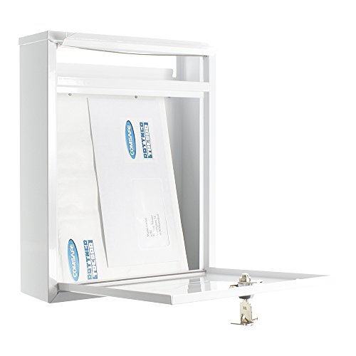 Rottner Brievenbus Como wit, stalen brievenbus, postbus, hekbrievenbus, 2 gleuven, naambordje - Afbeelding 3