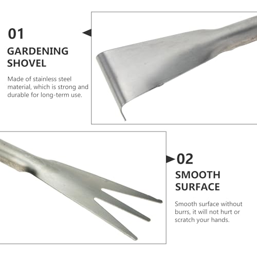 Herramientas de jardín acero inox 2 pcs con rastrillo miniatura 3