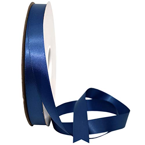 Image of Morex Ribbon 08816 /50-365 Double Face Satin Ribbon, 3 /8 inchx 50 Yd, Light Navy
