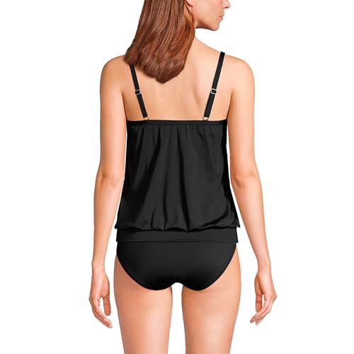 Lands' End Women's Blouson Tummy Hiding Tankini Top Swimsuit Adjustable Straps2