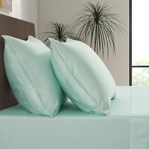 Image of Luxury Bamboo Market | Queen Envelope Pillowcase Set | 100% Viscose Made from Bamboo | Organically Grown | Ultra Soft | Cooling | 2pcs [Coastal Green]