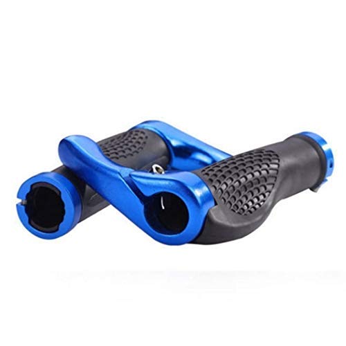 自転車 グリップ 自転車グリップ ハンドルグリップ 滑り止めゴム製 左右セット ショック吸収 握りやすい 牛角 グリップ クロスバイク マウンテンバイク用 (ブルー)