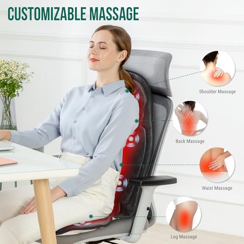 Image of Snailax Back Massager with Heat, Vibration Massage Seat Cushion with 6 Vibrating Motors and 2 Heat Levels, Massage Chair Pad for Home Office use, Gifts for Women, Men
