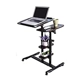 Table d'appoint Portable, Support pour Ordinateur Portable Assis-Debout, Hauteur réglable, Bureau séparé pivotant à 360 ° avec Double Tablette et butée de Bord