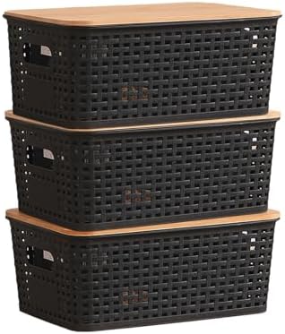 Kongming Cajas Almacenaje plastico, 3 piezas Cestas Almacenaje co...