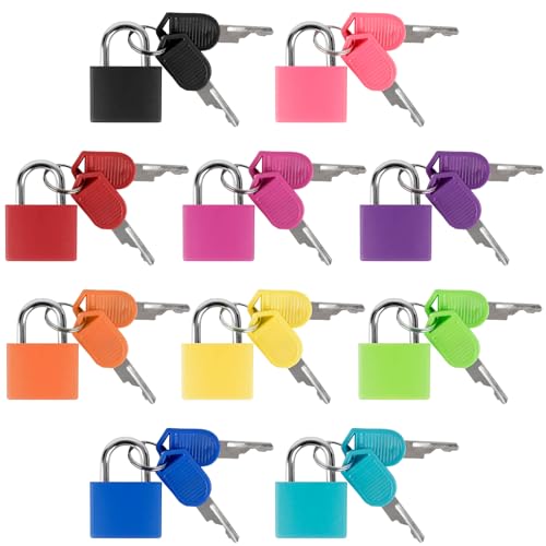 10pcs Candado de Latón Color, Candado con 3 Llaves Cada Uno, Mini Candado de Latón resistente al óxido, Candados con Llaves para Equipaje para Cajas de Herramientas