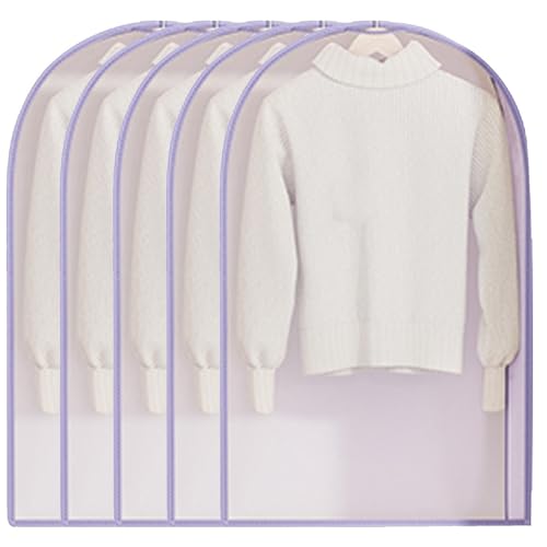 5 Pack Garment Bags, Closet Clothes Protector with Zipper, Costume Bag for Shirt Suits Coat Dress, Bottom Enclosed Rack Not Included(60x90cm/24x35in)