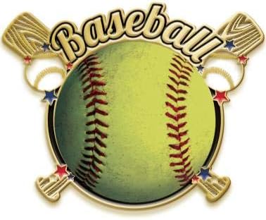 Crown Awards Crossed Bats Softball Pin, Gold Baseball Pins