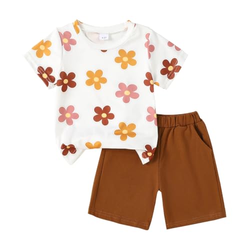 Image of OLMRJKD Kid Toddler Girl Clothes Summer Short Sleeve Figure Graphic Tee Shirt + Shorts Summer Outfits Set