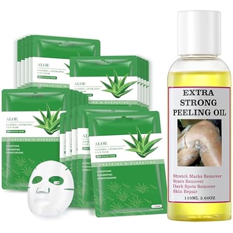 YAFUSIPE Peeling Oil for Dark Skin, Yellow Peeling Oil Strong Peeling Oil Extra Strength Exfoliating Peeling Solution for Body, Face Masks Skincare Sheet Mask Aloe Vera Sheets Mask Cover