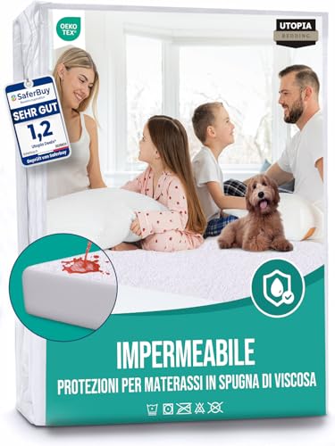 Utopia Bedding Coprimaterasso Matrimoniale Impermeabile 160 x 200 x 30 cm, Viscosa, Oeko-Tex...