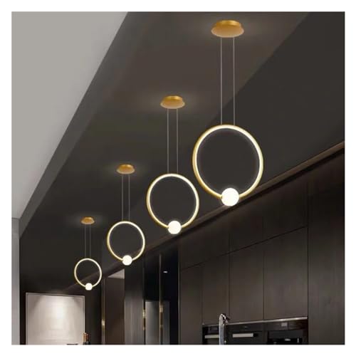 Lampe suspendue LED cercle doré moderne pour salon et salle à manger