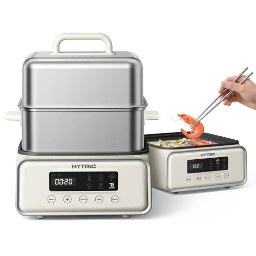 12QT Electric Food Steamer for Cooking, 2-Tier Steam Tray & Hot Pot