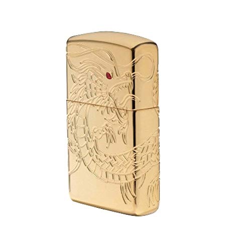 Zippo Gold Plate con Dragón Asiático miniatura 1