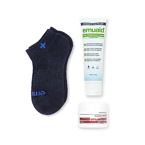 emuaid EMUAIDMAX Neuropathy Premium Bundle - EMUAIDMAX Maximum Strength 2oz with Pain Relieving Cream 5oz Ionic Silver Socks