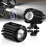 NIGHTEYE Motorcycles LED Fog Lights - White/Amber Motorcycle Auxiliary Driving Lights with Mounting Brackets, LED Spotlights Compatible with Motorcycle UTV ATV Car Truck