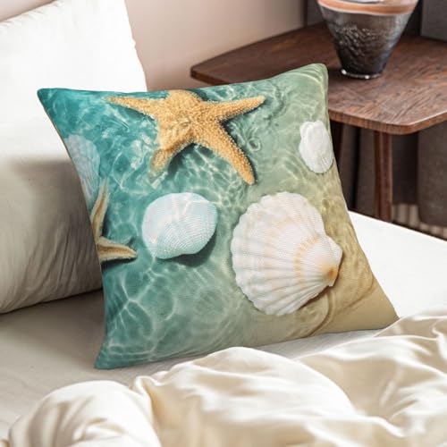Taie d'oreiller étoiles de mer aspect lin premium pour coussin - 8