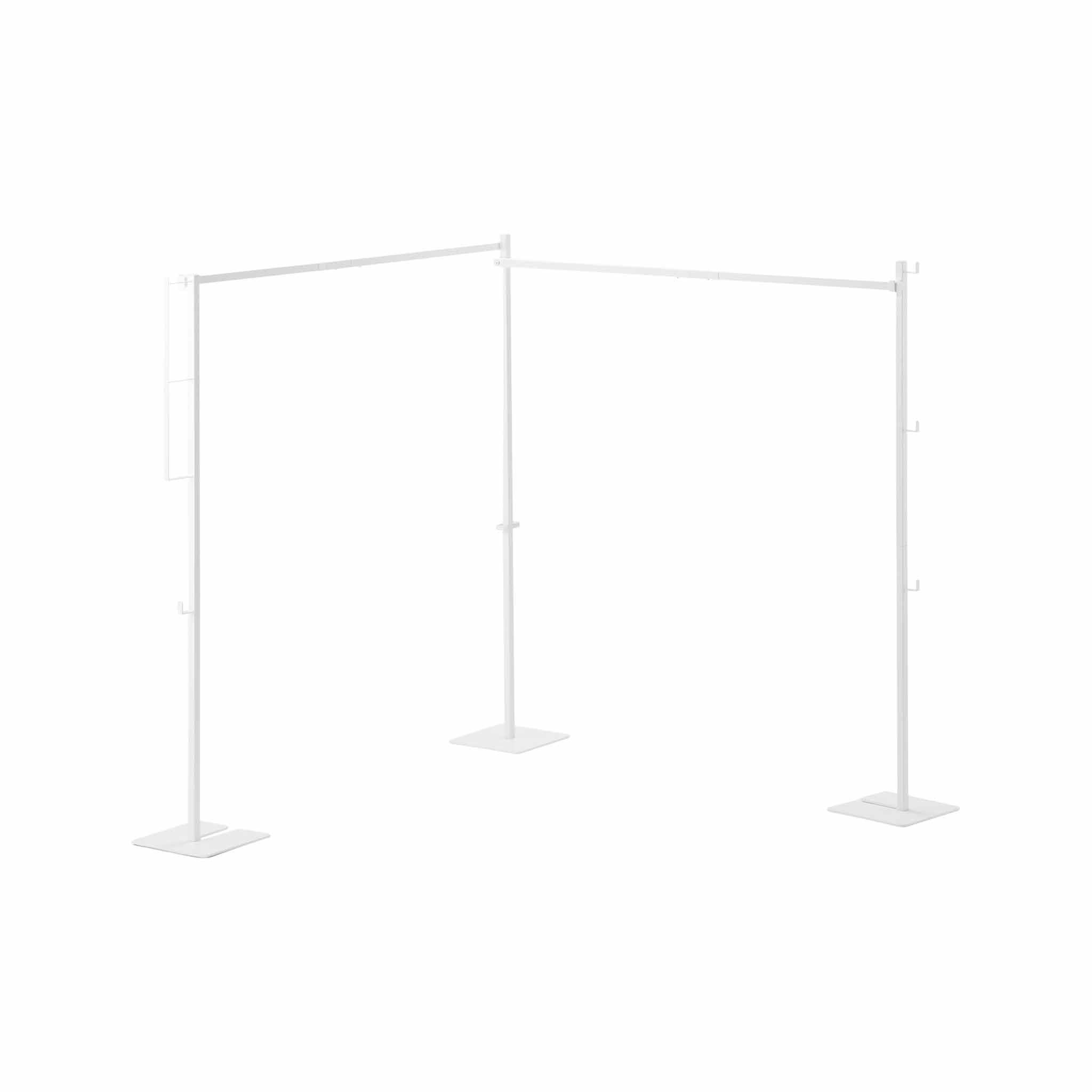 YAMAZAKI Tower Klappbarer Zweistangen-Wäscheständer, schwarz | Stahl, Für den Innenbereich, Cleveres Eckdesign, Zusätzliche Haken, 25 x 278,6 x 142 cm, Japanisches Design