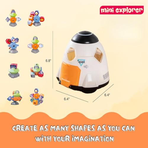 Image of MiniExplorer Premium Montessori Spaceship Toy for Toddlers | Color and Shape Sorting, Stacking & Building Blocks, Lacing Beads Set for Preschool|Gift for 2+ Year Old Boys and Girls, 1 Piece