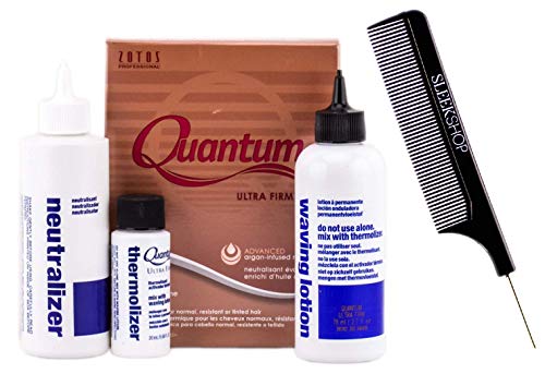 Zotos QUANTUM ULTRA FIRM Exothermic Perm, ULTRA FIRM CURLS, for Normal, Resistant or Tinted Hair (with Sleek Steel Pin Tail Comb) Gold Argan-Infused (ULTRA-FIRM/GOLD BOX)