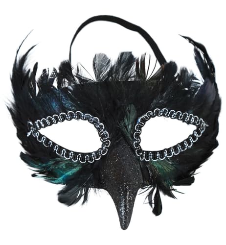 KarnevalsTeufel Vogelmaske Rabe Federdomino Krähe Federmaske Tiermaske Halbmaske