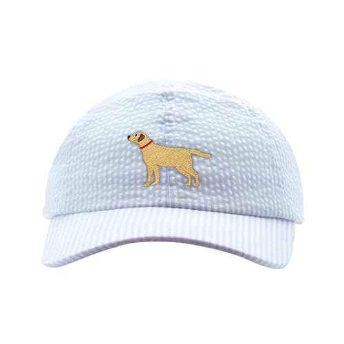 Wee Ones Boys' and Girls' Baseball Caps, Spring and Summer Ready, Stylish and Breathable Kids Hat, Blue Seersucker Dog, Toddlers