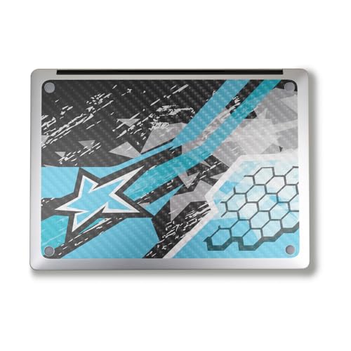 Image of Carbon Fiber Laptop Skin Compatible with Alienware M18 R2 (2024) - Grunge Cyan - Premium 3M Vinyl Protective Wrap Decal Cover - Easy to Apply | Crafted in The USA by MightySkins